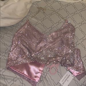 Sparkly pink halter top